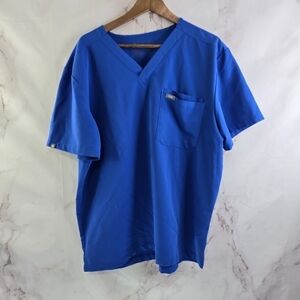 FIGS Shirt Mens XL Blue Leon Three Pocket Scrub Top 1473 Technical Collection